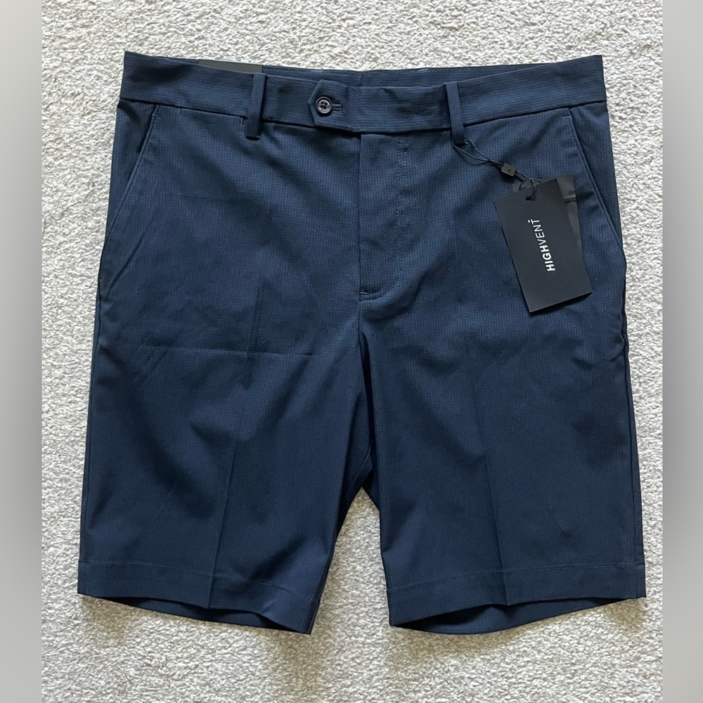 NWT J. Lindeberg Navy High Vent Breathable Stretch Shorts Size 32